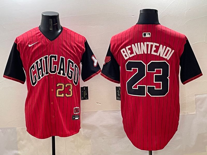 Men Chicago White Sox #23 Benintendi Red Stripe Joint Name 2025 Nike MLB Jersey style 4->chicago white sox->MLB Jersey